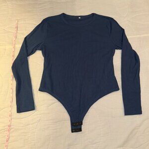 Blue Ribbed Bodysuit – Size XL – Long Sleeve